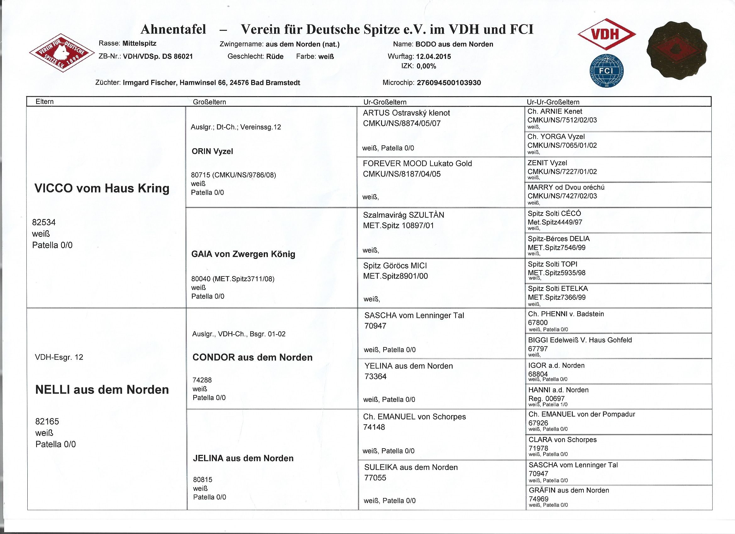 Ahnentafel vorn