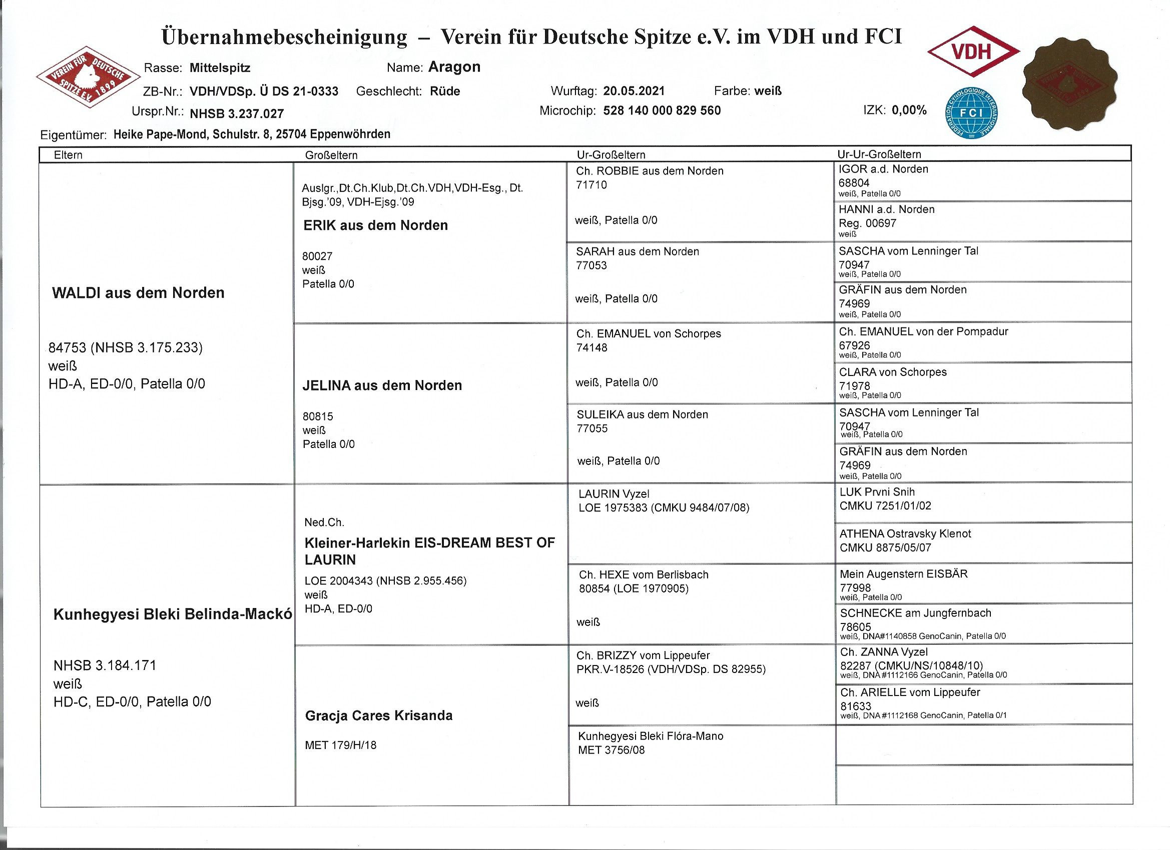 Ahnentafel vorn